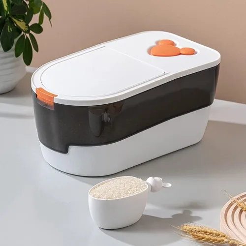 Miniatura 2 de Cubo de arroz de 22.0 lbs, Caja de arroz doméstica sellada a prueba de humedad, Tanque de almacenamiento de harina y grano, Dispensadores