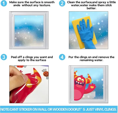 Miniatura 7 de BAYLAY Adhesivos para ventanas de Halloween, 10 hojas de decoración de ventanas de Halloween de doble cara para Halloween y ventanas