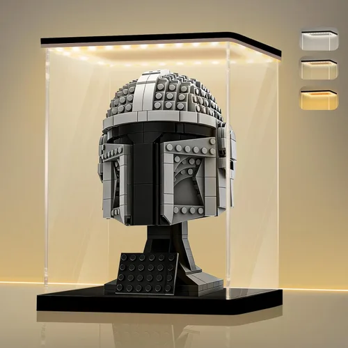 Miniatura 23 de LANSCOERY Vitrina de acrílico con luz LED ajustable amarilla/blanca/cálida, caja transparente de protección UV, vitrina a prueba de polvo