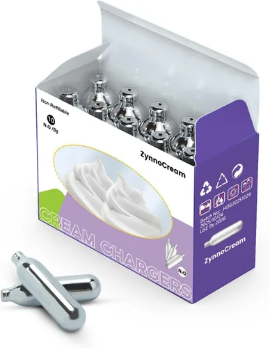 Miniatura 3 de Paquete de 10 cartuchos de cargador color crema de 0.28 oz – Cargadores de repuesto de óxido nitroso compatibles con dispensadores de crema estándar