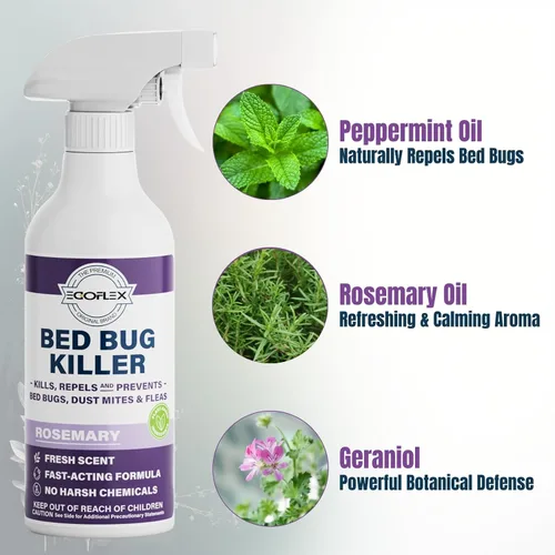 Miniatura 5 de Spray para el hogar, colchón, muebles y alfombras, tratamiento matador de insectos para ácaros del polvo, pulgas y piojos, aceite esencial natural