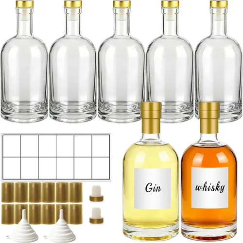 Miniatura 15 de TBWIND Paquete de 12 botellas de vidrio ámbar de 12 onzas con corchos herméticos en forma de T, botellas de vidrio de 12.7 fl oz para limoncello