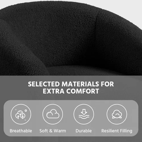 Miniatura 6 de Topeakmart Silla de barril, silla de acento de sherpa suave, silla auxiliar de club, estilo moderno, asiento profundo, sillón de barril para sala
