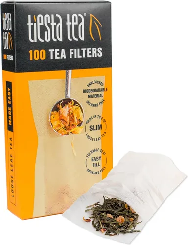 Tiesta Tea Filtros de Hojas Sueltas para Preparar Té, Infusor Desechable para Bebidas Calientes y Heladas, Colador de Fácil Llenado, Papel Sin
