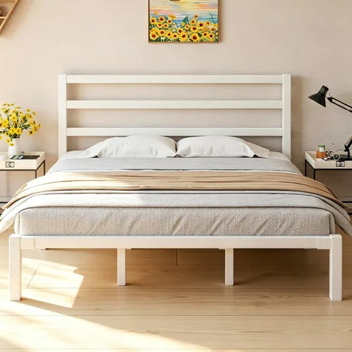 Miniatura 13 de LOEWAY Base de cama de tamaño individual con cabecero y estribo, espacio de almacenamiento debajo de la cama de 12 pulgadas, marco de cama de Negro