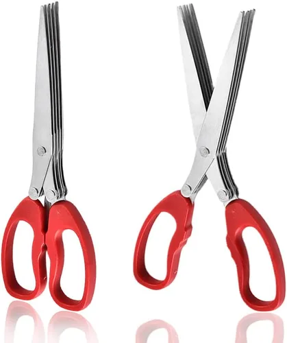 Miniatura 7 de MagiDeal Shredder Tijeras multipropósito multihoja tijeras de corte con acero inoxidable 5 cuchillas (rojo)