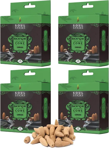 Miniatura 18 de Soul Sticks Conos de incienso de reflujo – 40 conos orgánicos hechos a mano para quemador de cascada Paquete de 4 aromas aromáticos de larga Go