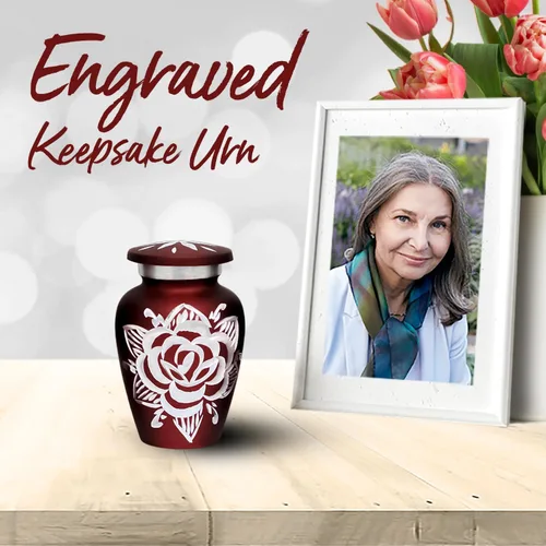Miniatura 2 de Urna de Cremación de Rosa para Cenizas para Mujeres y Hombres - Urnas de Rosa Artesanales para Cenizas Humanas Adultas Femeninas y Masculinas - Rojo