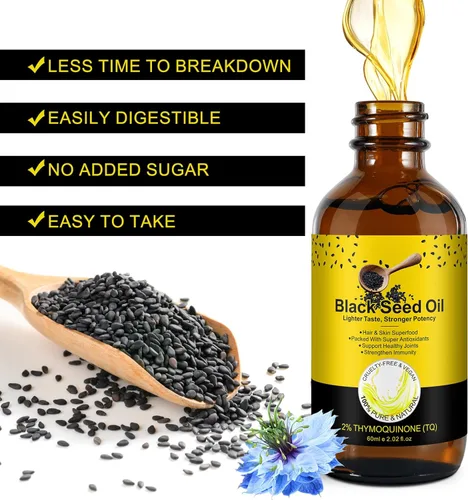Miniatura 8 de Aceite de Semilla Negra – Aceite de Semilla Negra 100% puro sin refinar, orgánico natural prensado en frío con 2% TQ y una armonía dinámica
