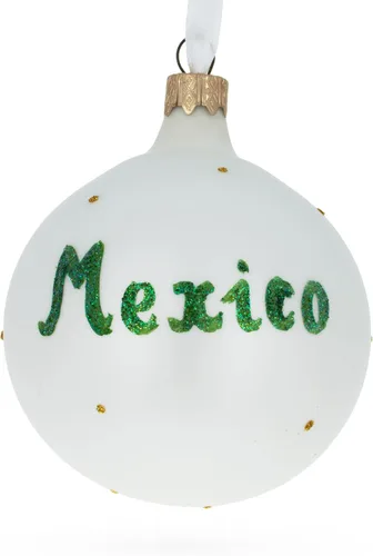 Miniatura 6 de Bandera de México bola de cristal adorno de Navidad 3.25 pulgadas