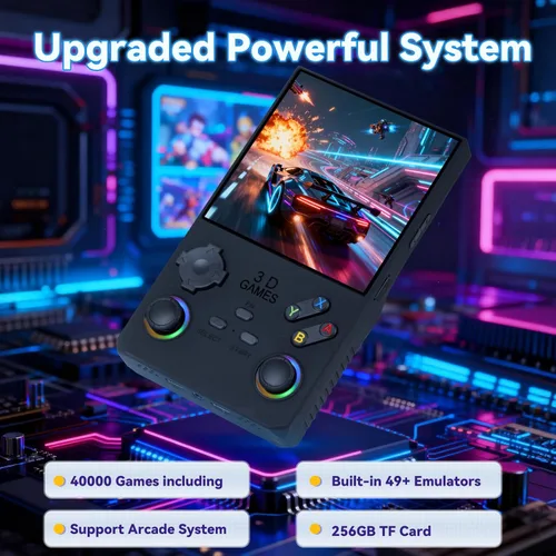 Miniatura 2 de Consola de juegos de mano retro V40 Max, tarjeta TF de 256GB con 40,000 juegos clásicos, pantalla IPS HD de 4.0 pulgadas, batería de 4000mAh, Negro