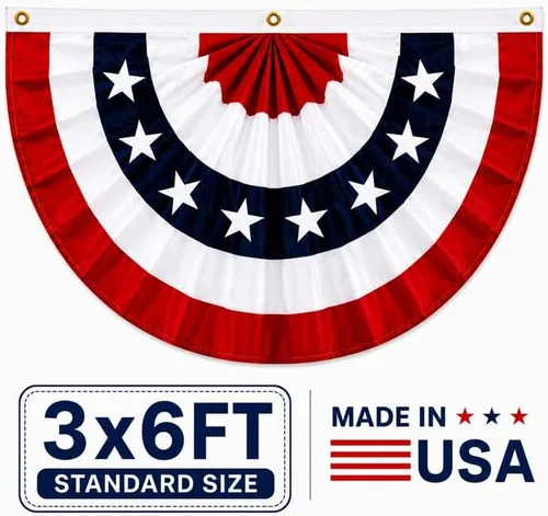 Miniatura 7 de Banderas bordadas para exteriores de 1.5 x 3 pulgadas, resistente decoración del 4 de julio, gruesa y bien cosida, banderines de bandera