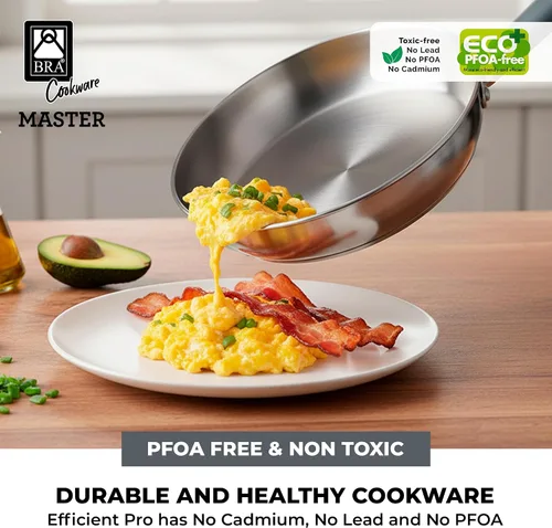 Miniatura 6 de BRA COOKWARE Master 2 - Juego de sartenes profesionales de 8 + 10.2 pulgadas, sartén de acero inoxidable, compatible con todas las estufas, sartén