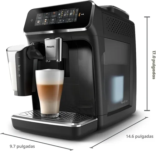 Miniatura 10 de Philips Máquina de café expreso totalmente automática serie 3300 con sistema de leche LatteGo y molinillo integrado, 6 preajustes de café caliente