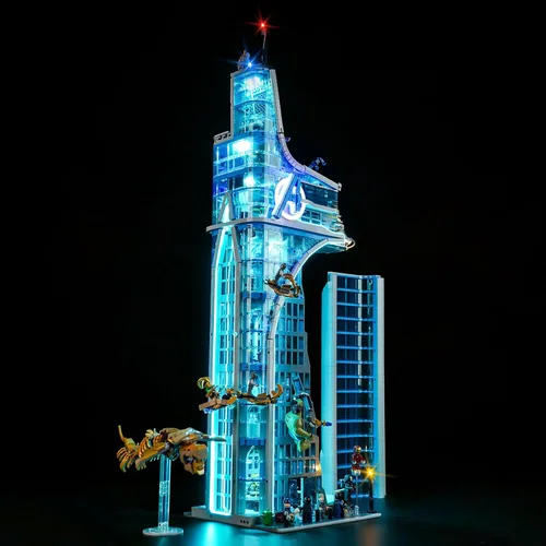 Miniatura 5 de LocoLee Kit de luz LED creativa de control remoto compatible con Lego Avengers Tower 76269 (solo luces, sin modelos), juego de luces de control