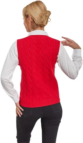 Miniatura 4 de Fisoew Suéter de punto sin mangas con cuello en V para mujer, estilo casual