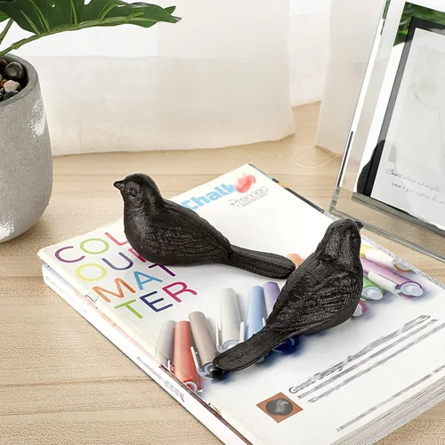 Miniatura 4 de Sumnacon 2 topes de puerta de hierro fundido para pájaros, tapones decorativos rústicos para puerta que evitan perforar agujeros, cuñas de puerta