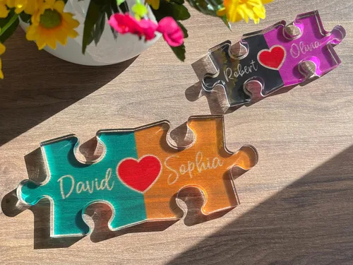 Miniatura 3 de Regalos personalizados para parejas, letrero de nombre de rompecabezas para parejas, regalos del día de San Valentín para ella y él, acrílico