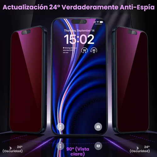 Miniatura 3 de WSKEN para iPhone 17 Pro Max Protector de pantalla con filtro de privacidad - Protección ocular anti luz azul con gradiente púrpura