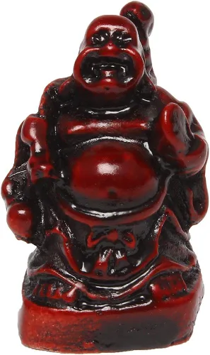 Miniatura 5 de Juego de 6 figuras de Buda sonriente de la suerte feliz de Buda, 1 pulgada, color rojo