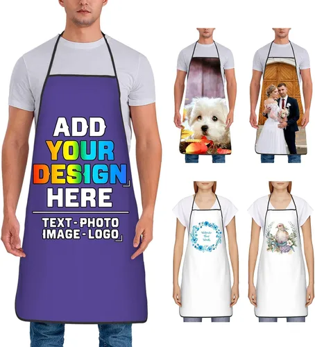 Miniatura 43 de Delantal personalizado para mujer, personalizado para añadir tu propio nombre, texto, logotipo, foto, chef, delantal de cocina para barbacoa