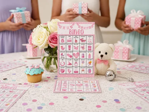 Miniatura 5 de Tarjetas de Bingo Rosas para Fiesta de Baby Shower, Juego de Bingo para Baby Shower, Juegos de Fiesta de Baby Shower para Adultos, Suministros