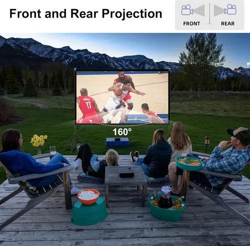 Miniatura 7 de TOWOND Pantalla de Proyector con Soporte, 120 pulgadas Pantalla de Proyector Interior Exterior Portátil 16:9 4K HD Pantalla de Proyección Trasera