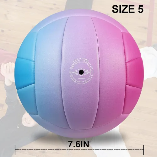 Miniatura 4 de Balón de voleibol tamaño 5, piel sintética duradera, interior/exterior. Control suave, gran hermeticidad para entrenamiento/juegos. Ideal para todas
