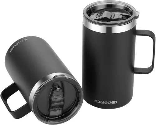 Miniatura 19 de KXIAOCHEN - Taza de café aislada de 20 onzas con tapa, taza de café de acero inoxidable, vaso de café de doble pared con aislamiento al vacío