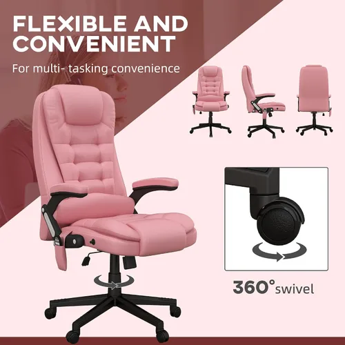 Miniatura 8 de HOMCOM, silla de oficina ejecutiva, ergonómica, piel sintética, con calor, masaje vibratorio., Cuero, Crema