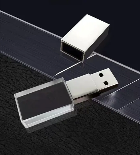 Miniatura 2 de Nuevo rectángulo transparente cristalino USB Flash Drive Regalo de boda Pen Drive, plata
