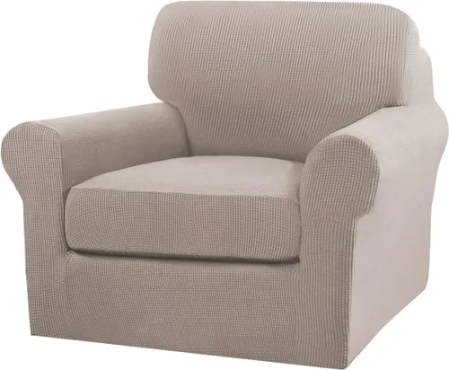 Miniatura 53 de Turquoize 2 fundas para sillas de sala de estar, funda de sofá con fundas de cojín individuales, funda de muebles para sillas (silla, beige biscotti)