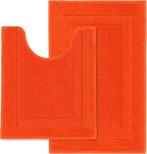 Miniatura 45 de SHACOS Juego de alfombras pequeñas de baño de 2 piezas con tapetes de baño en forma de U, tapetes de inodoro de 16x24 + 20x24 pulgadas, tapetes