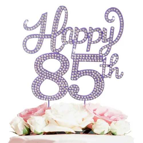 Miniatura 122 de LASKYER Decoración de feliz cumpleaños número 10, decoración de pastel de diamantes de imitación dorados de 10º cumpleaños – Letrero de metal