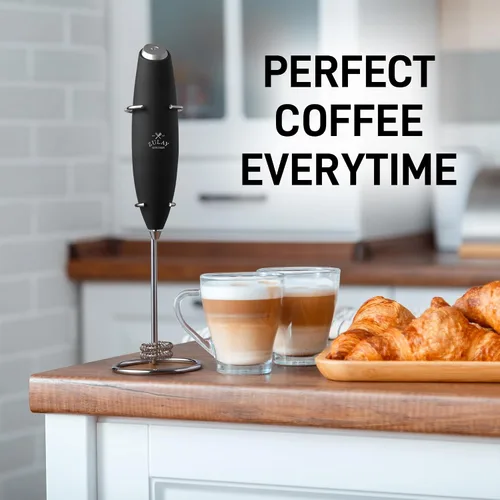 Miniatura 372 de Zulay Milk Boss Espumador de leche potente manual, hace espuma para latte, batidor para mezclar bebidas, café, miniespumador para capuchino, frappé