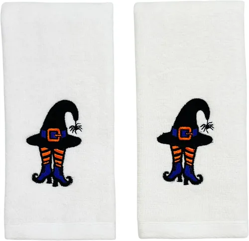 Miniatura 24 de Serafina Home Toallas de mano de baño de Halloween, fantasmas bordados, diseño Boo, juego de 2, color negro, 16 x 25 pulgadas