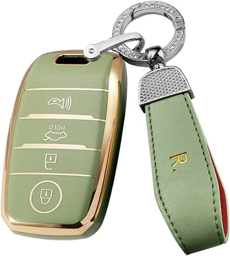 Miniatura 13 de ontto Funda para llave de automóvil de 4 botones compatible con Kia Forte Koup NIRO Optima Rio TPU llavero suave y duradero, color beige
