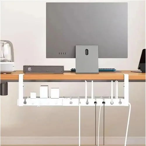 Miniatura 2 de Extendable Under-desk Cable Management Tray, No Drilling Required, Adjustable Clips, Cable Hidden Channel Organizer(Fixed black)