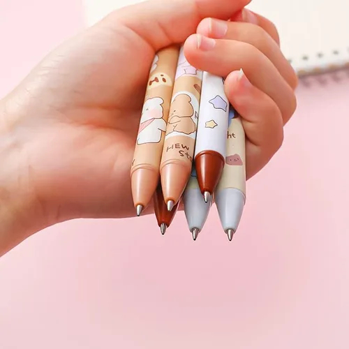 Miniatura 4 de 6 bolígrafos Kawaii de gel retráctiles, bonitos bolígrafos de gel con punta bala estética, suministros de oficina para estudiantes creativos