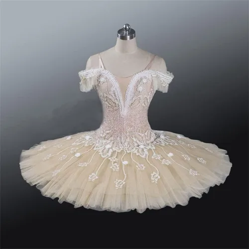 ZJHYXYH - Tutú de ballet profesional para adultos, color beige, crema, muñeca de actuación, disfraz clásico de ballet (color color de imagen, tamaño