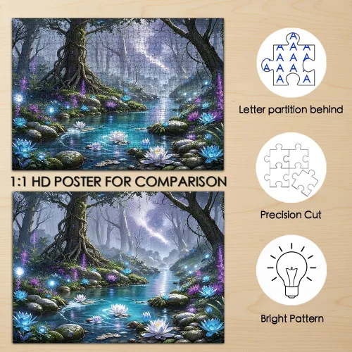 Miniatura 3 de Rompecabezas para adultos de 1000 piezas – Rompecabezas coloridos con temática de río de bosque fantástico, divertido juego familiar, desafiante