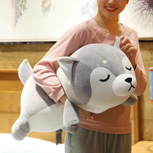 Miniatura 7 de ERDAO Husky - almohada de felpa, animal de peluche Huskie, Almohada de juguete de animales de peluche de Huskie para niños, día de San Valentín