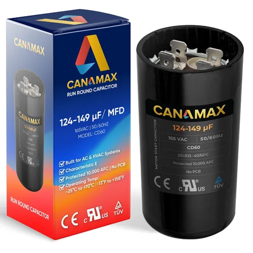Miniatura 22 de 108-130 uf 108/130 MFD 110-125 VCA Voltios CD60 Condensador de arranque de motor redondo 50/60 Hz AC Eléctrico - Compatible con condensadores
