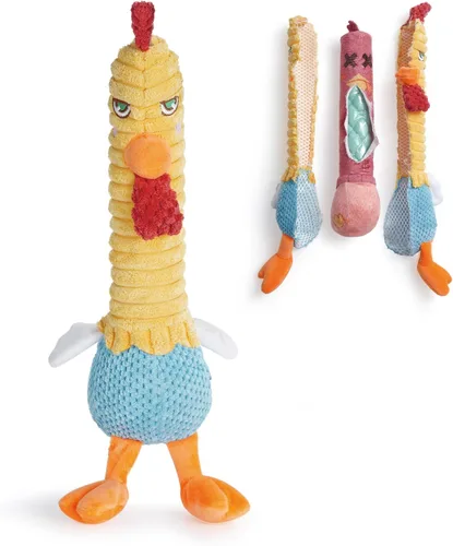 Nocciola Juguetes para perros 3 en 1 Rasga y Revela Pollo, Juguetes Sorpresa en el Interior - Juguetes de Peluche Chirriantes y Arrugados