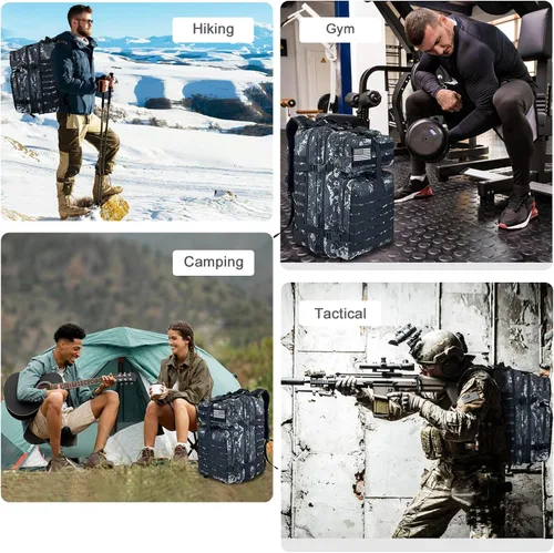 Miniatura 9 de WOLT Mochila táctica para hombres 45L, mochila militar grande de 3 días, mochila de asalto Molle Rucking mochila senderismo supervivencia, negro