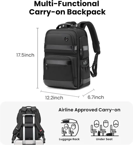 Miniatura 3 de Mochila para laptop de negocios para hombres, mochila de viaje de mano, compatible con computadora de 16 pulgadas, mochilas casuales para viajeros