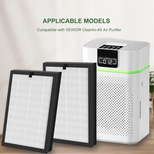Miniatura 2 de ClearAir-A5 - Paquete de 2 filtros de repuesto compatibles con el limpiador de aire VEWIOR ClearAir-A5 H13 True HEPA para incendios forestales