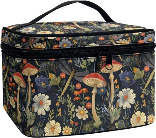 Miniatura 22 de JoyLamoria Bolsa de Maquillaje Portátil Bolsa de Cosméticos de Viaje Bolsa de Maquillaje con Gran Capacidad Bolsa con Cremallera, Aztec Southwestern