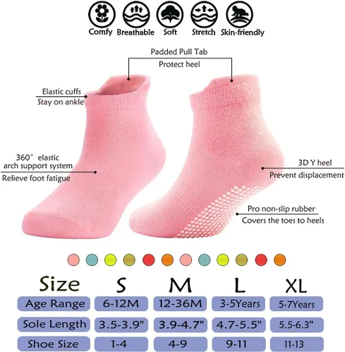 Miniatura 4 de Dicry - Calcetines antideslizantes de tobillo para niños pequeños, con agarre antideslizante para bebés, niños y niñas