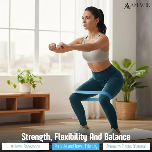 Miniatura 8 de AMAVIK Kit de pilates de entrenamiento en casa de 14 piezas con bandas de resistencia, entrenador de núcleo, calcetines de agarre y accesorios, un